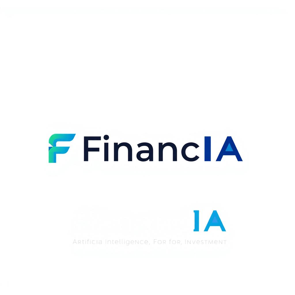 A modern and sleek logo design for a company named 'FinancIA,' which focuses on using artificial intelligence for investment