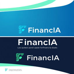 A modern and sleek logo design for a company named 'FinancIA,' which focuses on using artificial intelligence for investment