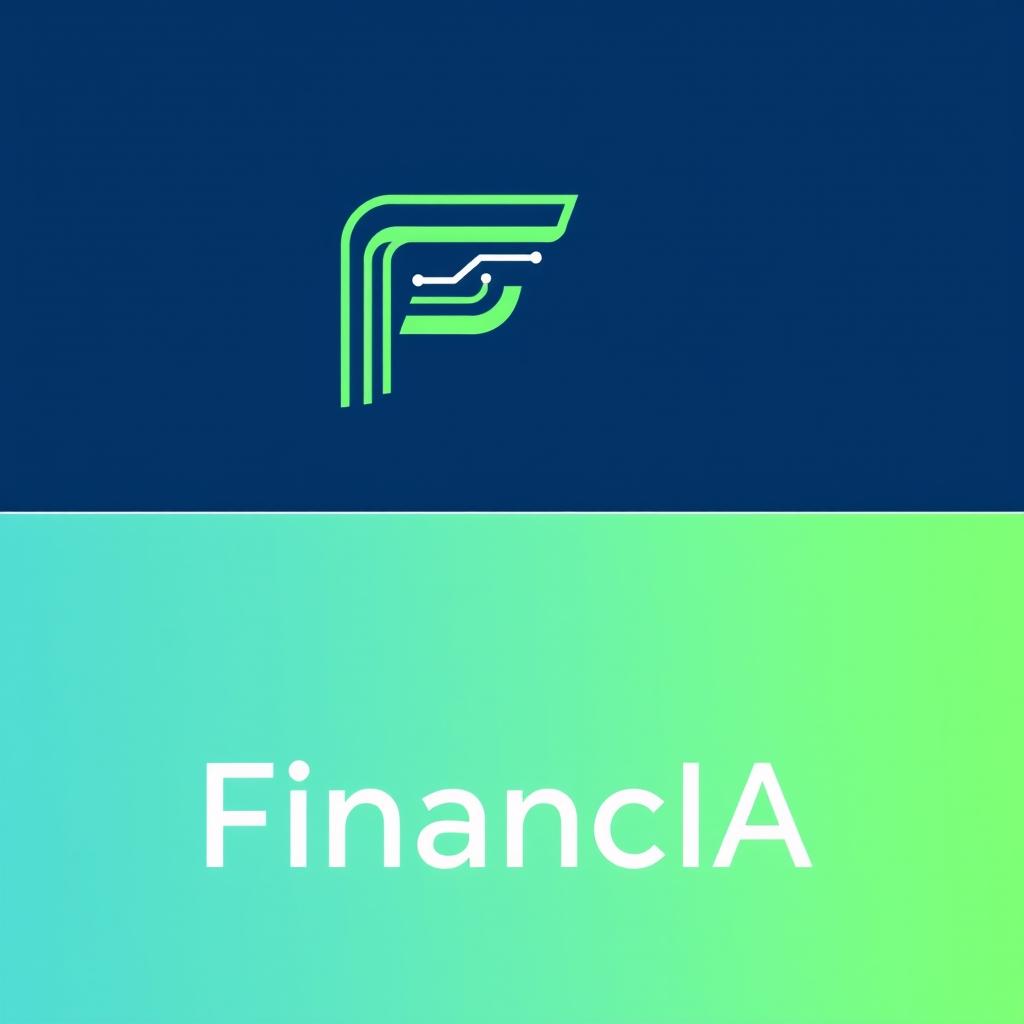 A creative logo design for 'FinancIA,' an innovative company that uses artificial intelligence for smart investments