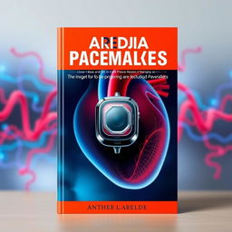 An eye-catching book cover for a title about cardiac pacemakers, featuring a central image of a sleek, futuristic pacemaker design prominently displayed