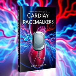 An eye-catching book cover for a title about cardiac pacemakers, featuring a central image of a sleek, futuristic pacemaker design prominently displayed