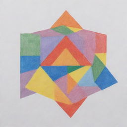 A precise drawing on a bond paper, filled with diverse four-sided geometric shapes in assorted colors and sizes.