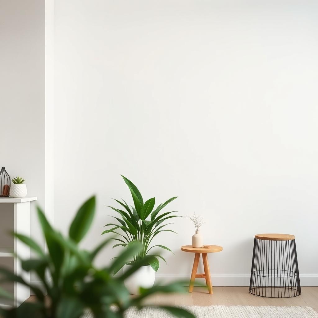 A lovely house interior background featuring simple white walls that provide a clean and bright backdrop