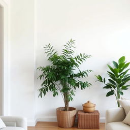 A lovely house interior background featuring simple white walls that provide a clean and bright backdrop