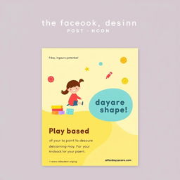 A playful and minimalistic Facebook post design for a daycare center