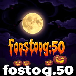 An eye-catching Halloween-themed profile picture for the channel "fostoq_50" featuring a spooky yet playful vibe