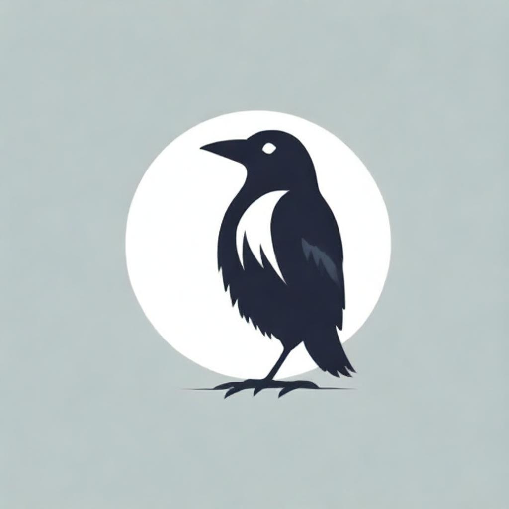 A striking, modern logo featuring a crow in an artistic and unique design, using sharp lines and dark monochromatic colors.