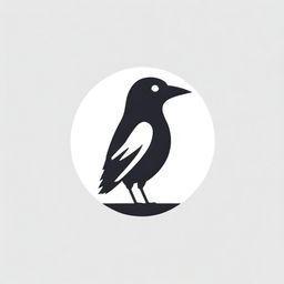 An abstract logo featuring the essence of a crow, using simplistic, geometric shapes and lines to represent the bird in a stylized, modern monochrome design.