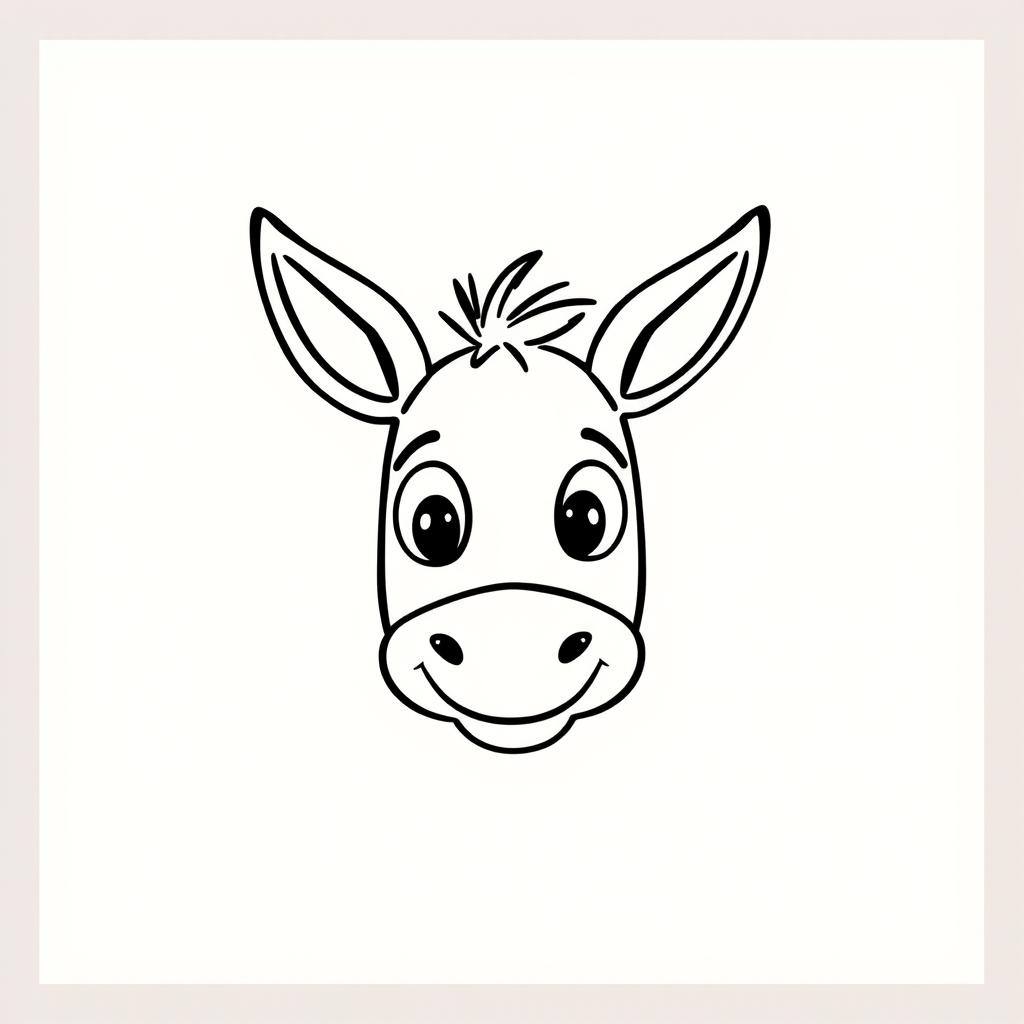 An over-simplified doodle of a donkey's face, characterized by playful and exaggerated features