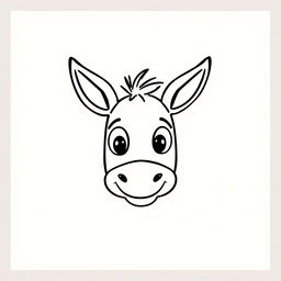 An over-simplified doodle of a donkey's face, characterized by playful and exaggerated features