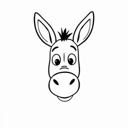 An over-simplified doodle of a donkey's face, characterized by playful and exaggerated features