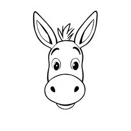 An over-simplified doodle of a donkey's face, characterized by playful and exaggerated features