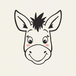 An over-simplified doodle of a donkey's face, characterized by playful and exaggerated features