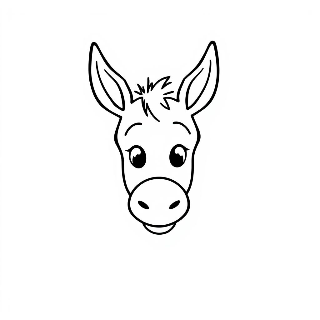 An over-simplified one-line doodle of a donkey's face, created using a single continuous line that forms the outline of the face, including large round eyes, long floppy ears, and a simple curved smile