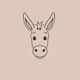 An over-simplified one-line doodle of a donkey's face, created using a single continuous line that forms the outline of the face, including large round eyes, long floppy ears, and a simple curved smile