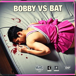 A retro VHS box cover design featuring the title 'BOBBY VS BAT' prominently displayed at the top