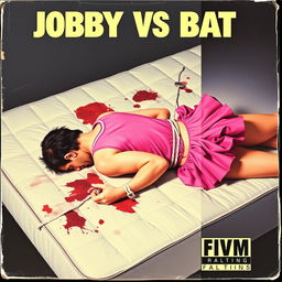 A retro VHS box cover design featuring the title 'BOBBY VS BAT' prominently displayed at the top