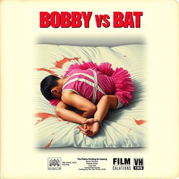 A retro VHS box cover design featuring the title 'BOBBY VS BAT' prominently displayed at the top