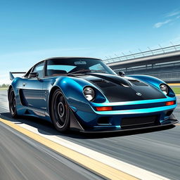 A stunning automotive illustration blending the sleek, aerodynamic design of a Koenigsegg Jesko Absolute with the classic, retro contours of a Datsun 240Z