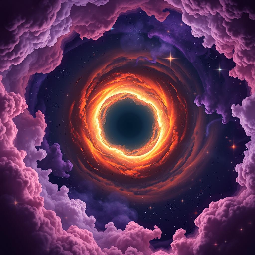 A captivating cosmic background designed for a book cover themed around black holes