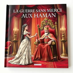 A captivating book cover featuring a regal scene where a powerful queen stands confidently as she receives the royal cane from a benevolent king seated majestically on a large throne