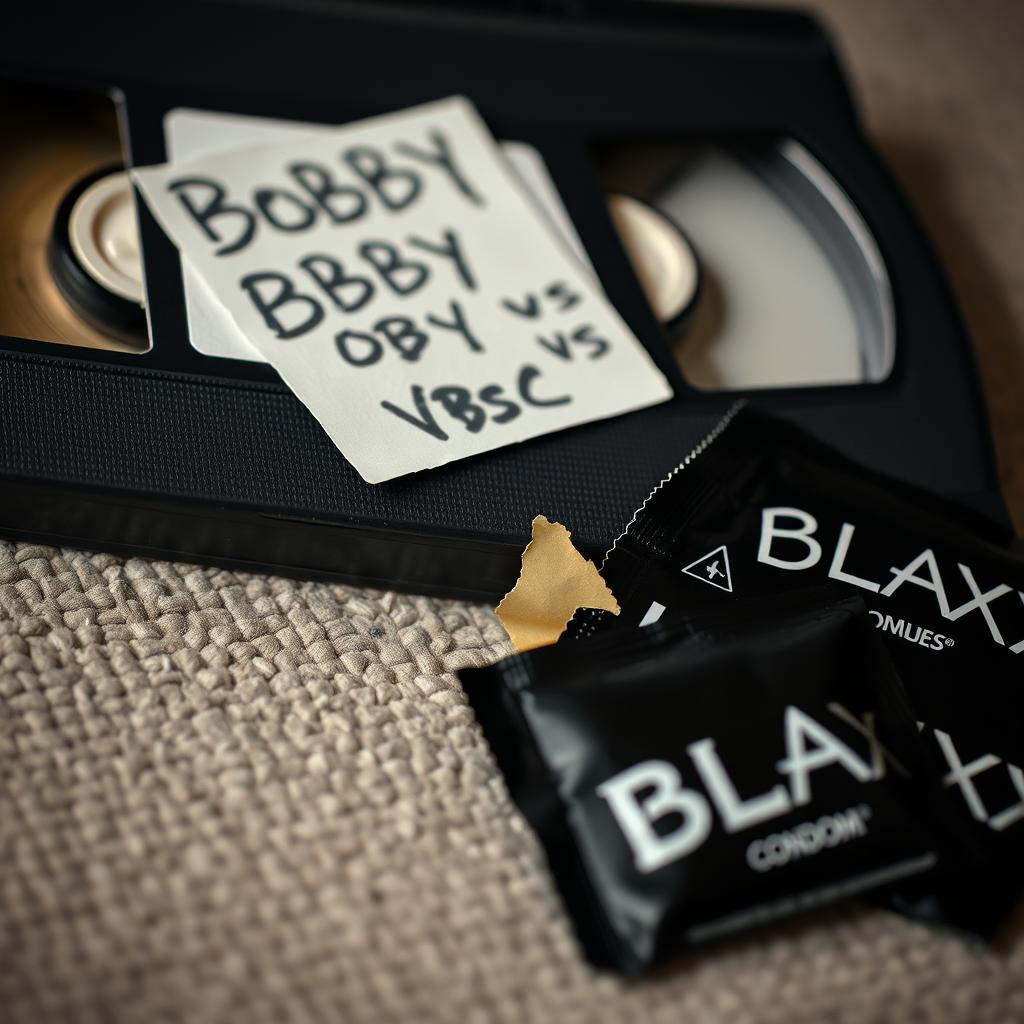 A close-up shot featuring a VHS tape with a handwritten label that reads 'BOBBY VS BBC'