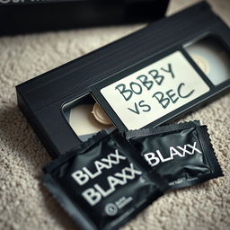 A close-up shot featuring a VHS tape with a handwritten label that reads 'BOBBY VS BBC'