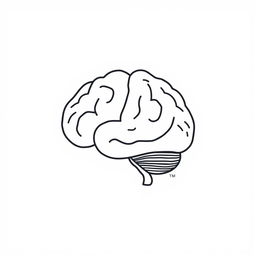 An over-simplified one-line doodle of a brain, elegantly crafted with a single continuous line