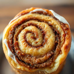 A delicious cinnamon roll with intricate details resembling a cellular membrane, showcasing the unique textures and patterns of both the pastry and a biological cell