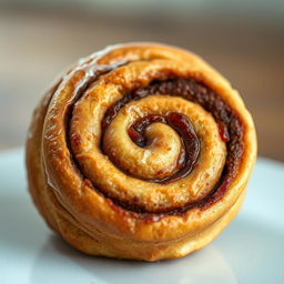 A delicious cinnamon roll with intricate details resembling a cellular membrane, showcasing the unique textures and patterns of both the pastry and a biological cell