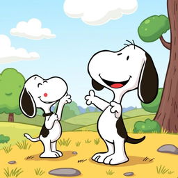 A cartoon-style illustration featuring Snoopy, the iconic beagle from the Peanuts comic strip, pointing excitedly at a colorful and detailed cellular membrane