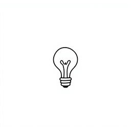 An over-simplified one-line doodle of a lightbulb, elegantly crafted with a single continuous line that outlines the classic shape of a bulb