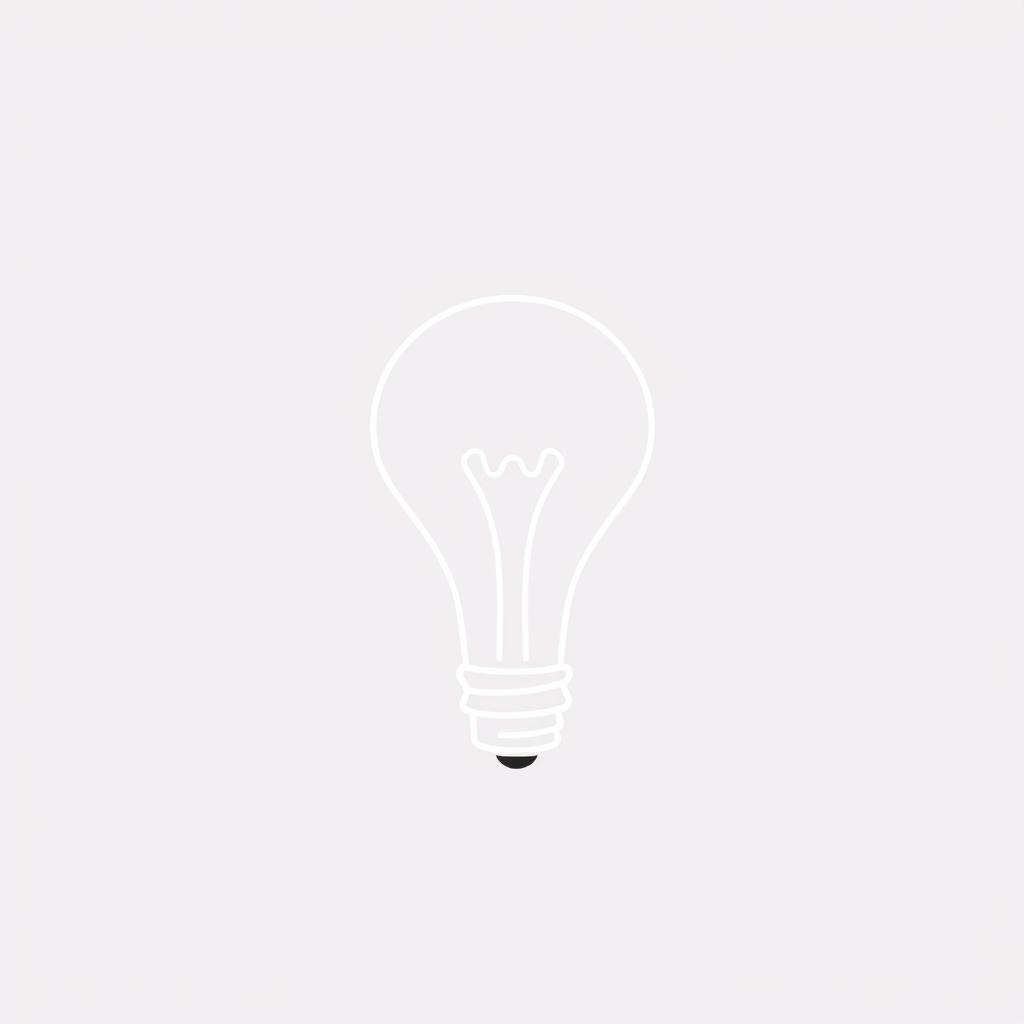 An over-simplified one-line doodle of a lightbulb, elegantly crafted with a single continuous line that outlines the classic shape of a bulb