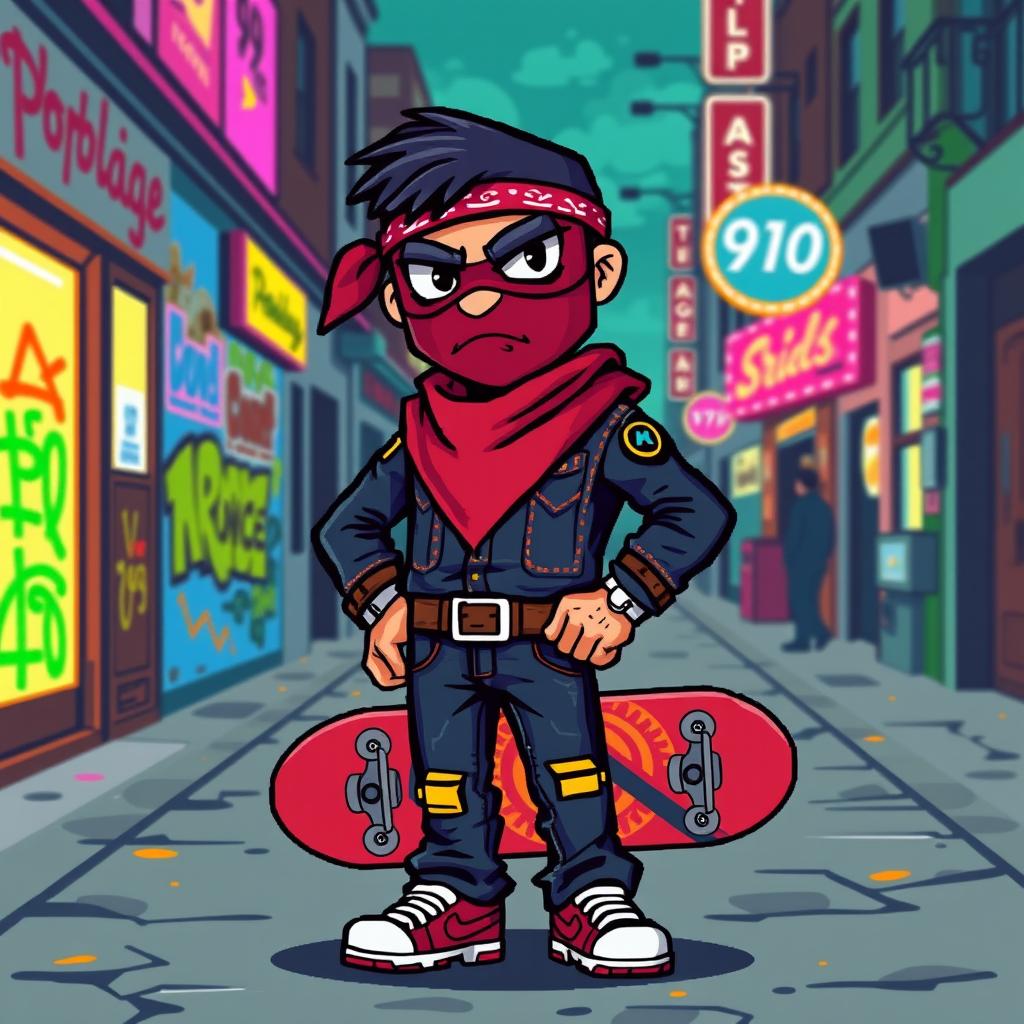 A pixel character designed in a 40 by 24 pixel style, resembling a retro 90s bandit