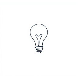 An over-simplified one-line doodle of a lightbulb, elegantly crafted with a single continuous line that outlines the classic shape of a bulb