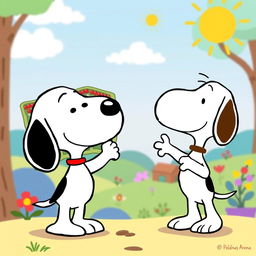 A cartoon-style illustration of Snoopy, the beloved beagle from the Peanuts comic strip, enthusiastically pointing at a detailed representation of an animal cell's cellular membrane