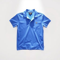 A stylish blue polo t-shirt displayed on a simple white background, showcasing a classic collar and a well-fitted design