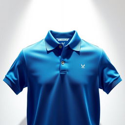 A stylish blue polo t-shirt displayed on a simple white background, showcasing a classic collar and a well-fitted design