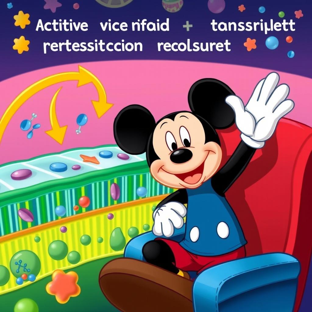 A whimsical scene featuring Mickey Mouse cheerfully waving from a comfortable seat