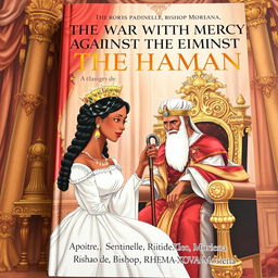 An illustrated book cover featuring a bronzed-skinned queen dressed in white, adorned with a delicate crown on her head