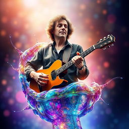 A visually intriguing representation of Gustavo Cerati, the legendary Argentine musician, artistically entwined within a cellular membrane structure