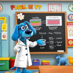 Blue, the animated blue dog from 'Blue's Clues', teaching about a cell membrane