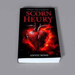 An eye-catching book cover design featuring a heart of scorn and fury, engulfed in intense red flames and dark shadows