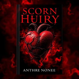 An eye-catching book cover design featuring a heart of scorn and fury, engulfed in intense red flames and dark shadows