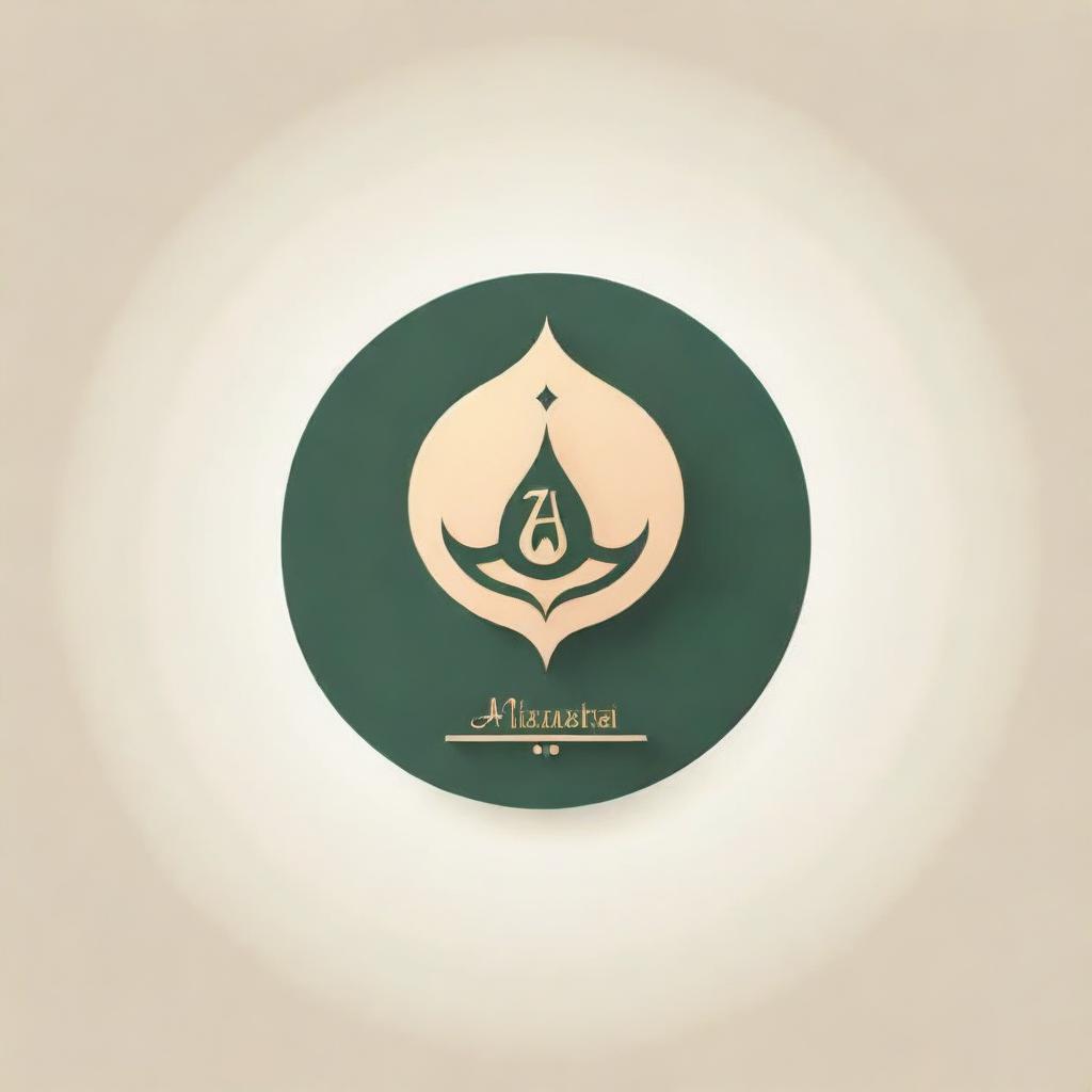 Design a unique, sophisticated and elegant restaurant logo using modern Arabic calligraphy spelling 'Aljazeerah'. Incorporate a subtle crown shape in the design. The color scheme should blend Champagne and Olive Green hues creating an exquisite look.