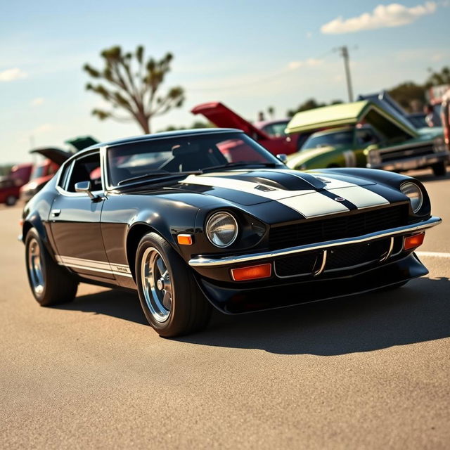 An imaginative car design that creatively merges a Datsun 240Z with the classic attributes of a 1970 Chevelle SS 454