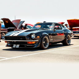 An imaginative car design that creatively merges a Datsun 240Z with the classic attributes of a 1970 Chevelle SS 454