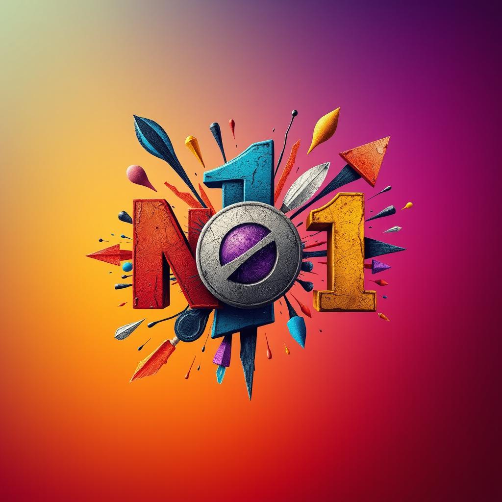 An artistic representation of the phrase 'NO 1' in a striking and bold manner