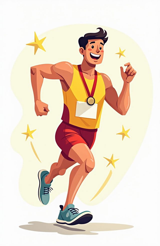 A male Olympic athlete depicted in a clipart style, featuring a simplistic yet dynamic design