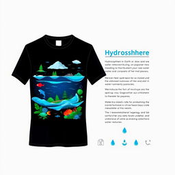 A visually appealing T-shirt design inspired by the theme of hydrosphere geography